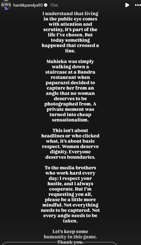 Hardik Pandya Instagram story viral